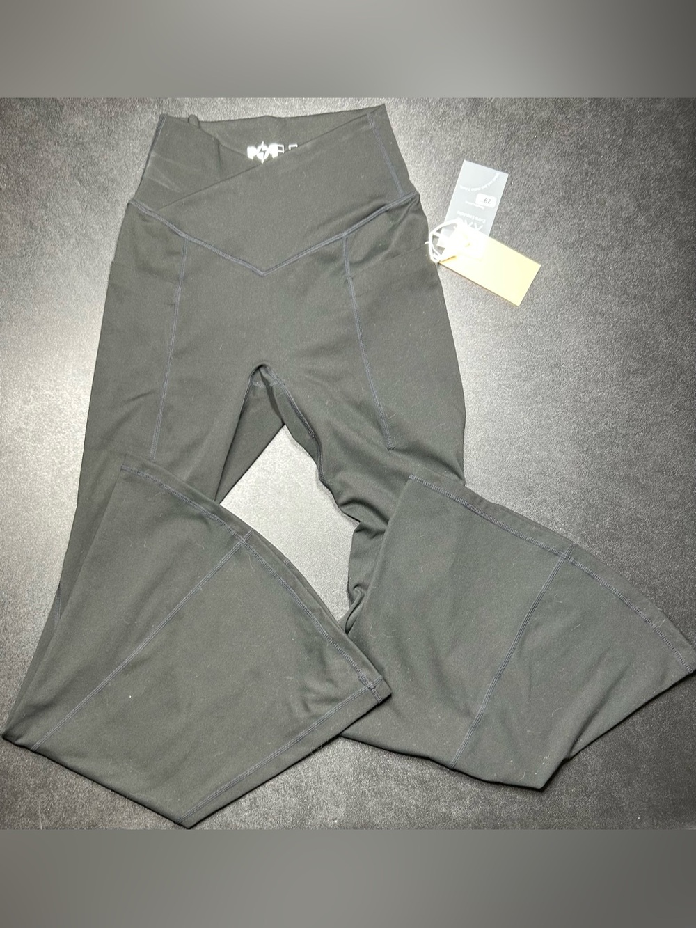 Pop Flex Size XXS 29” Flared Black Leggings NWT